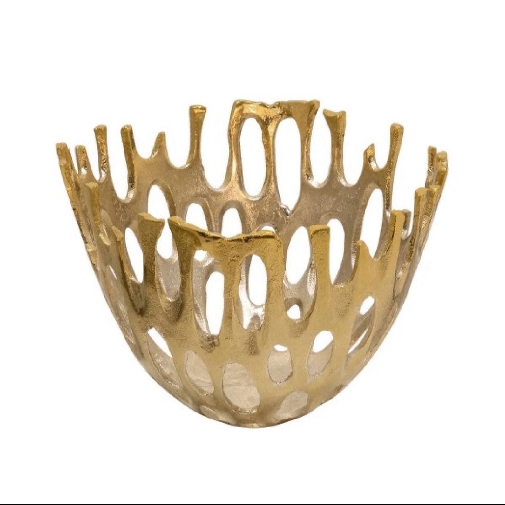 Gold Sculptural Metal Decorative Bowl
